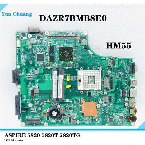 For Acer ASPIRE 5820 5820T 5820TG laptop motherboard MB.PTP06.001 MBPTP06001 DAZR7BMB8E0 HM55 DDR3 100% fully tested