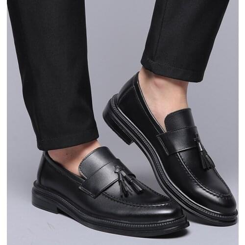 Mazefeng 2019 Men Dress Shoes Formal Wedding Leather Shoes Business Casual Office Mens Flats Oxfords British Style