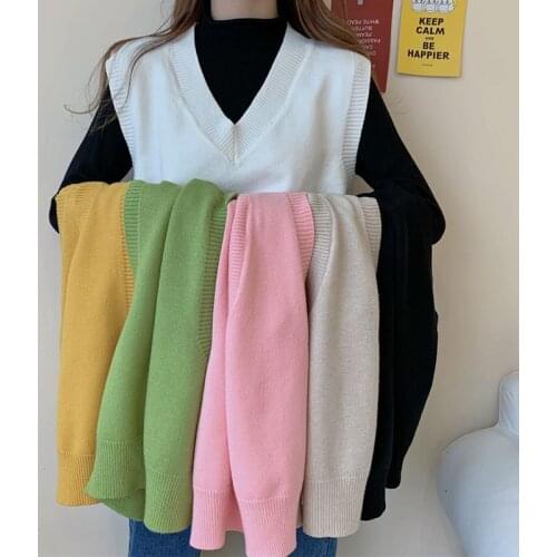 Shintimes Fashion Autumn Women Sweater Tank Tops 2020 Womens Elegant Student V-neck Pullover Loose Casual Knitted Outerwear Vest