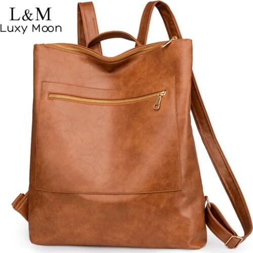 Fashion Women Backpack Female Soft Leather School Bag For Teenager Girls Laptop Shoulder Bags Solid Travel Backpack Mochila X23R