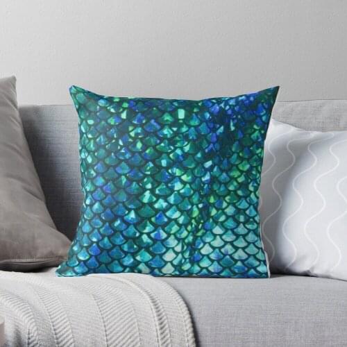 Mermaid Scales v1.0 Throw Pillow Cushion Cover Polyester throw pillows case on sofa home living room car seat decor 45x45cm