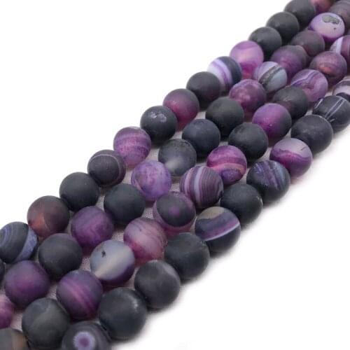 Natural Stone Matte Purple Stripes Onyx Agates Stone Beads Round Loose Spacer Bead For Jewelry Making Diy Bracelet 4/6/8/10/12mm