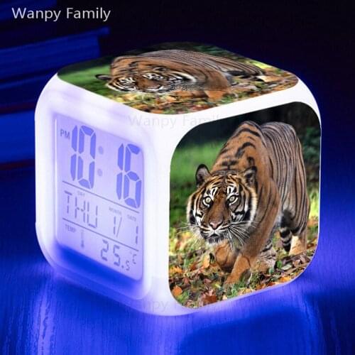 Fierce Tiger alarm clock LED digital clock Large screen multifunction Touch Sensing electronic clock Birthday gifts for children