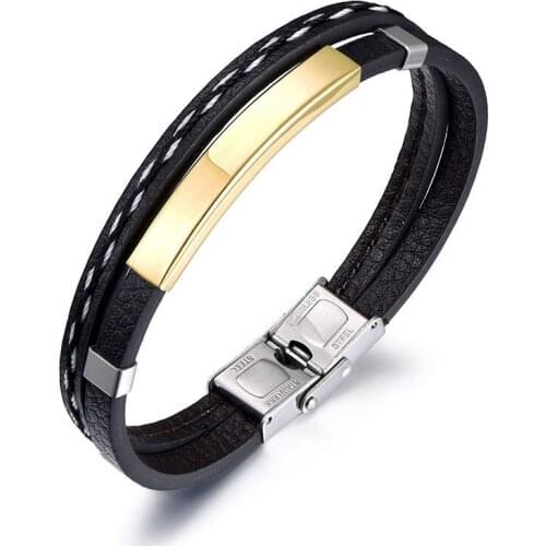 Wholesale Jewelry -- ( 20.5cm*10mm ) titanium steel PU Wave Bracelets Jewelry For Men Fashion Jewelry No Fade