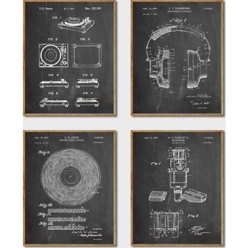 Modern Home Decor Wall Artwork Prints Posters Dj Equipment Headphones Turntable Microphone Pictures Nordic Style Canvas Painting