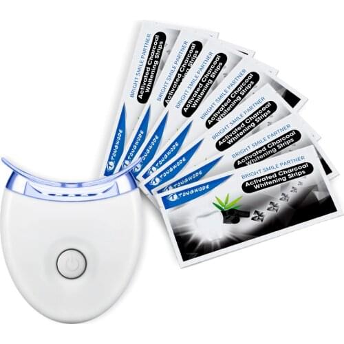 Activated Charcoal Teeth Whitening Strips with Led Light Accelerator Teeth Whitening Kit for Home Use