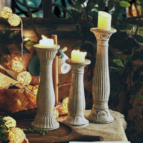 Roman Column Aromatherapy Candle Holder European Retro Household Candle Light Decoration Cement Candle Stand