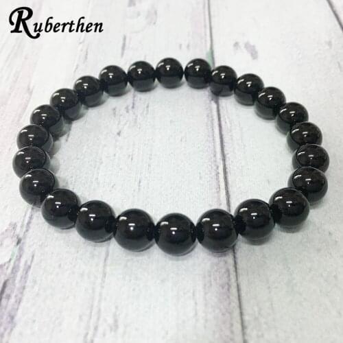 Ruberthen On Sale Natural Black Onyx Bracelet High Quality Handmade Natural Stone Bracelet Yoga Powerful Wrist Bracelet