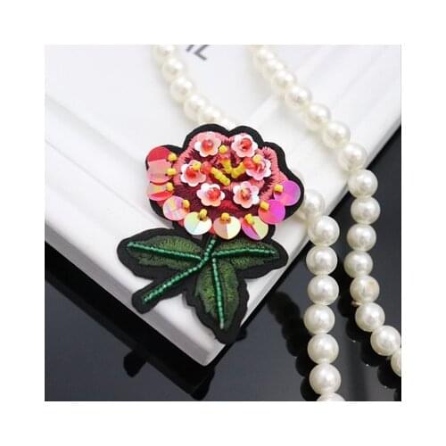 Handmade Flower Beads Applique Embroidery Patch For Clothing Bags Sew On Patches DIY Badge Garment Decoration Accessories