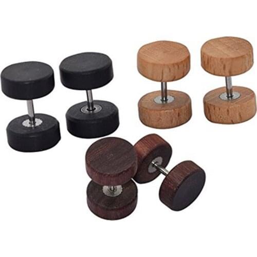 20pcs Wood Body jewelry Ear Stud /Earring Fake Ear Plugs Cheat Tunnels Illussion Plugs 16g~1.2mm Three Colors Free Shippment
