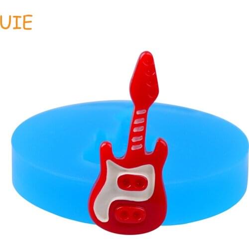 FYL568U 36.8mm Electric Guitar Silicone Mold Cake Decorating, Fondant, Gum Paste, Chocolate, Resin, Clay, Candle, Icing, Soap