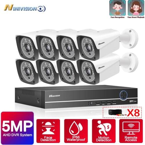 Face Detection 8CH 5mp AHD DVR Kit 5 IN 1 8PCS Cameras Outdoor CCTV Camera System IR Security Camera Video Surveillance System