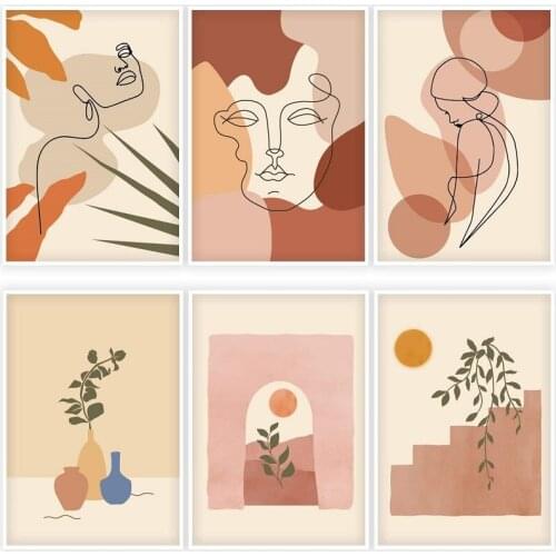 Nordic Abstract Canvas Painting Line Girl Dormitory Posters Wall Art Prints Picture Modern Children Room Home Decoration