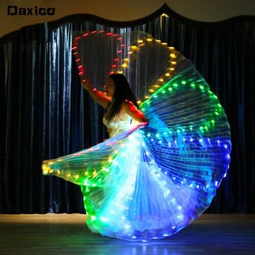 Led Luminous Belly Dance Wings Adult Bellydance Professional Accessory Bellydance 360 Degrees Wings Butterfly Wings With Stick