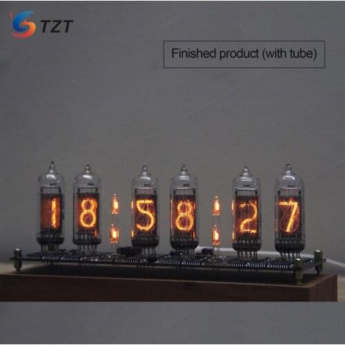 TZT IN14 Glow Tube Clock Fluorescent Nixie Clock Display Time Date Temperature Assembled