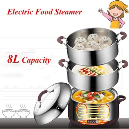 Stainless Steel 3 Layers Electric Food Steamer/ Saucepan Time Scheduling Multi-function Electric Chafing Dish DZG-A80A1