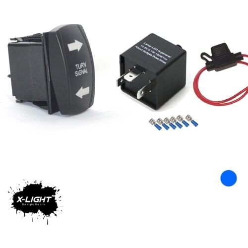 12V UNIVERSAL LED TURN SIGNAL ROCKER SWITCH BLINKER KIT W/BLUE LIGHTED FOR SXS UTV ATV GOLF CART Polaris Ranger RZR