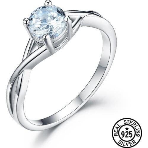 Eternity Infinity Solitaire Band Ring For Women Crystal Round Zircon Delicate Wedding Jewelry 925 Sterling Silver Ring