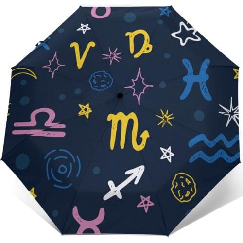 Colorful Kids Zodiac Windproof Automatic Folding Inverted Umbrella Portable Paraguas for Man Woman