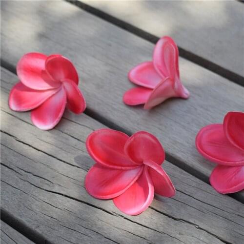 Hot Pink/Fuchsia frangipani Plumeria Real Touch Flowers flower heads Cake Toppers Wedding Decorations 100pcs per lot