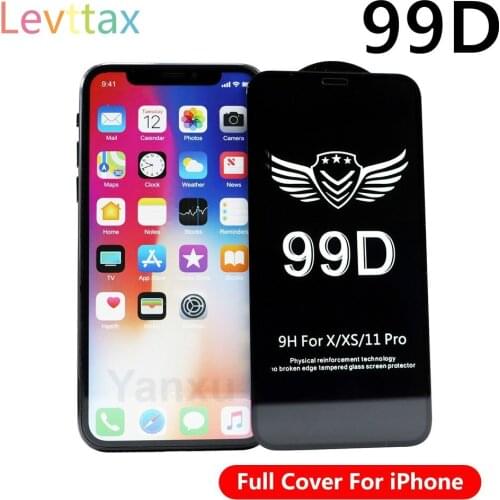 10pcs 99D Tempered Glass For iPhone 12 Mini 11 Pro Max XS XR X 8 7plus Full Coverage Cover Curved Screen Protector for iphone 12