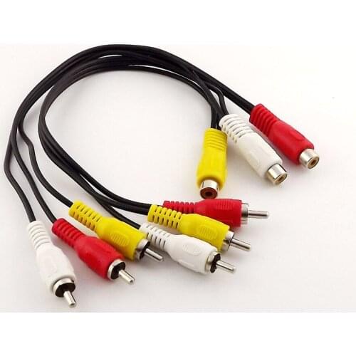 1pc 3 RCA Female Jack to 6 RCA Male Plug Splitter Audio Video AV Adapter Cable 30cm