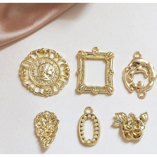 10pcs New Fashion Classic photo frame rose geometry Earrings double hanging pendant diy jewelry necklace accessories materials