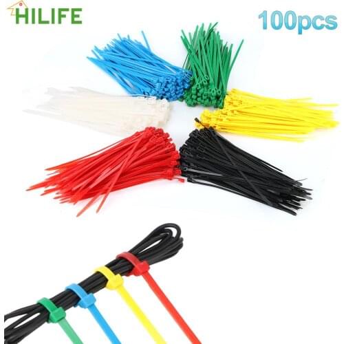 100pcs/Set Electrical Equipment Loop Wrap Ties Releasable Cable Ties 200mm Reusable Nylon Zip Bundle Ties