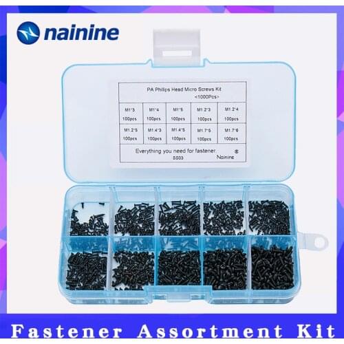 1000Pcs M1 M1.2 M1.4 M1.7 Mix PA Phillips Head Micro Screws Round Head Self-tapping Electronic Small Wood Screws Kit SS03
