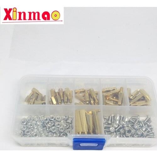 180Pcs/set M3*L+6mm Hex Nut Spacing Screw Brass Threaded Pillar PCB Motherboard Standoff Spacer Kit M3*10+6 12 15 20 6 8+6