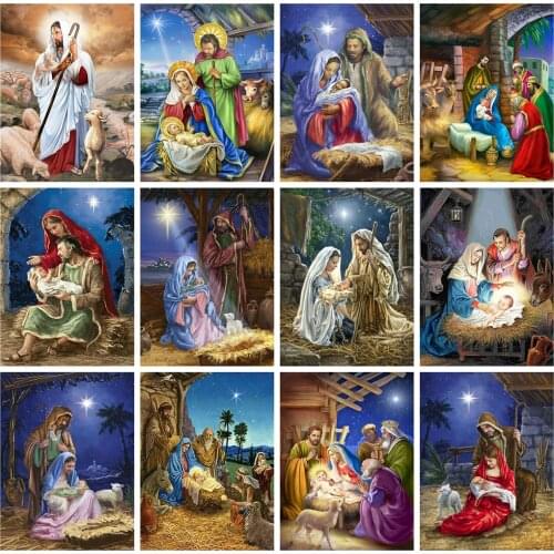 Huacan 5D DIY Diamond Painting Jesus Diamond Mosaic Embroidery Religion Rhinestone Pictures Handmade Gift Creative Hobbies