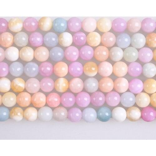 Natural Stone Colorful Chalcedony Beads Morganite Color Chalcedony Round Loose Beads 6 8 10 12mm Beads For Diy Jewelry Making