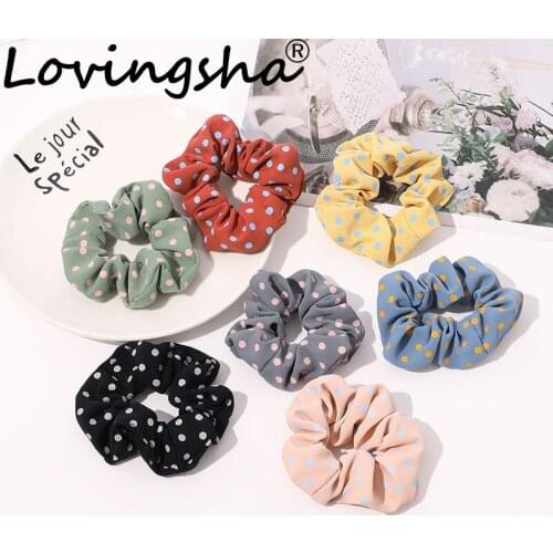 LOVINGSHA Dots Floral Women Hair Accessories Hair Tie Ladies Girl Scrunchies Ponytail Hair Female Holder Rope FC259