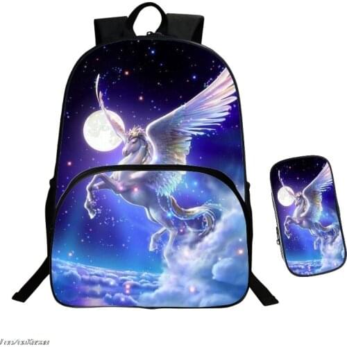 16 Inch Unicorn Children School Bags Double zipper Orthopedic Backpack Kids School Boys Girls Mochila Catoon Bags