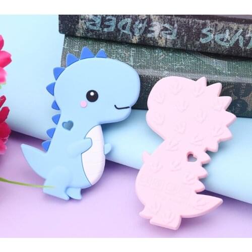 Baby Silicone Teether Newborn Soother Chewable Teething Toy Cartoon Dinosaur Shaped Safety Soft Kids Toys QX2D
