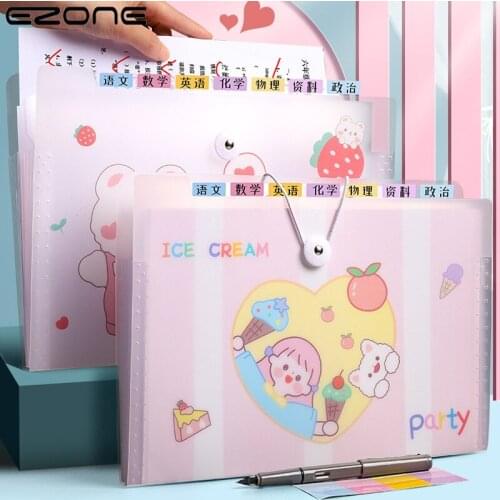 EZONE A4 8/12 Layer File Folder Document Storage Booklet Rope Buckle Lightweight Organ Bag Large-capacity File Bag Test Paper