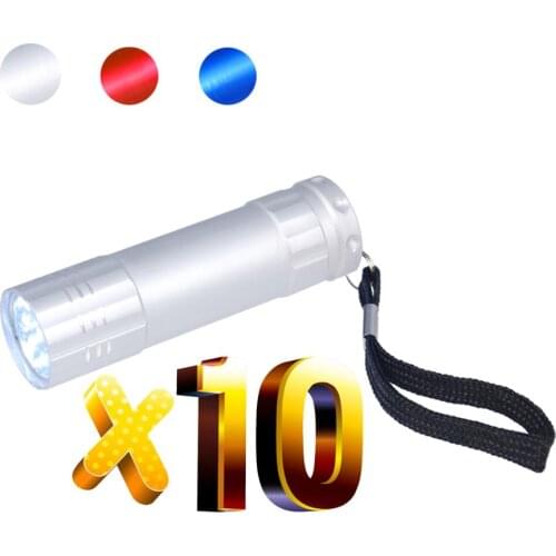 Lot 10pcs LED Torch Free Custom Logo Promotion gift Light Super Bright 9 Bulb Flashlight Personalized Givenaway Battery Powered