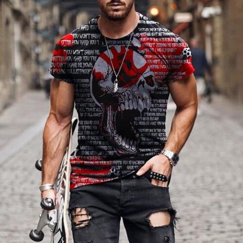 Horror Skull T-shirt Mens Fashion Summer 3d Printing Streetwear 2021 Casual Soft Breathable Short Sleeve Large Size T-shirt