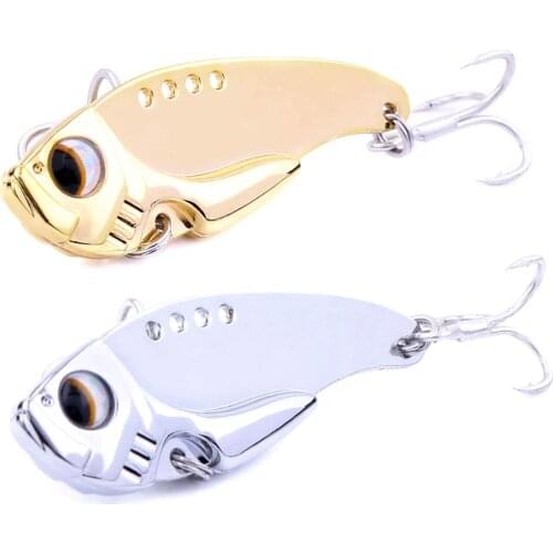 Hengjia 1pcs 5g / 8g / 12g 3D Eyes Metal VIB Jig Blade Lure Sinking Artificial Bait for Bass Pike Fishing, Silver / Gold