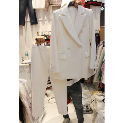 Suit two-piece female 2019 spring new womens Korean professional solid color suit jacket slim nine pants suit