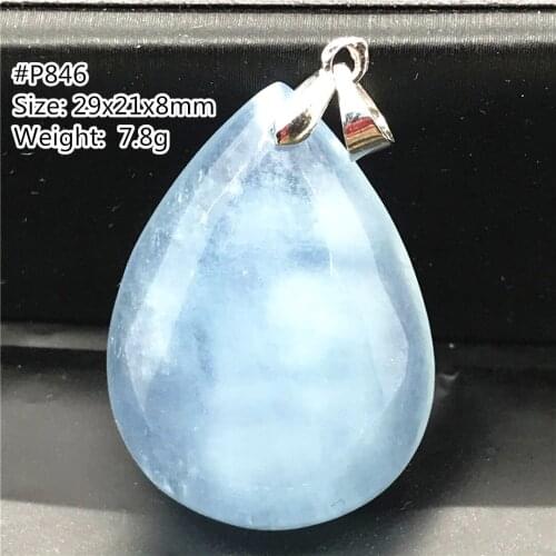 Natural Ocean Blue Aquamarine Crystal Pendant Jewelry For Woman Lady Man Love Gift Silver 29x21x8mm Beads Stone Gemstone AAAAA