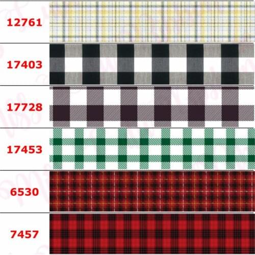16mm-75mm Geometric Check Series Printed Grosgrain/Elastic Ribbon Cartoon Colorful DIY Christmas Decor Black Red 50yards/roll