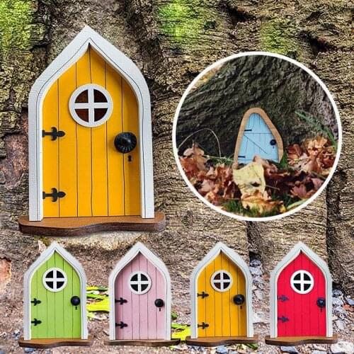 Cute Miniature Fairy Gnome Elf Home Door Sculpture Statues Forest DecorDwarf Window Door Tree Yard Gnome Garden Accessories