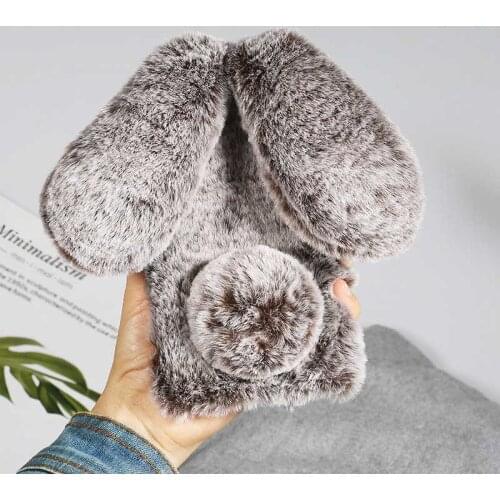 Cute Rabbit Ears Fur Plush Phone Case For Huawei Honor Mate 10 20 20X 30 P8 P9 P10 P20 P30 Nova 3E Plus Lite Pro 2017 Back Cover