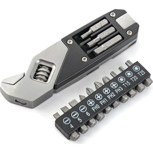 Edc 17 in 1 Multifunctional Tool Screwdriver Wrench Bottle Opener Replaceable Screw Head