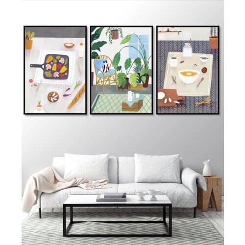 Nordic Simple Small Fresh Flower Painting Restaurant Wall Art Picture Home Decoration No Frame Modular Canvas Poster and Prints