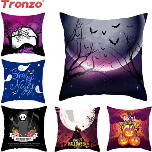Tronzo Halloween Pillowcase 45x45cm Happy Halloween Party Decoration Pumpkin Skull Trick or Treat Pillow Covers Party Supplies