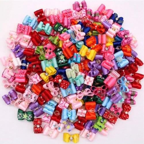 New Bows 10 Pcs/Pack Mini Pringting Ribbon Bow Pet Bowknot Craft ONLY BOW NO CLIPS DIY Wedding Decor Hair Accessories Wholesale