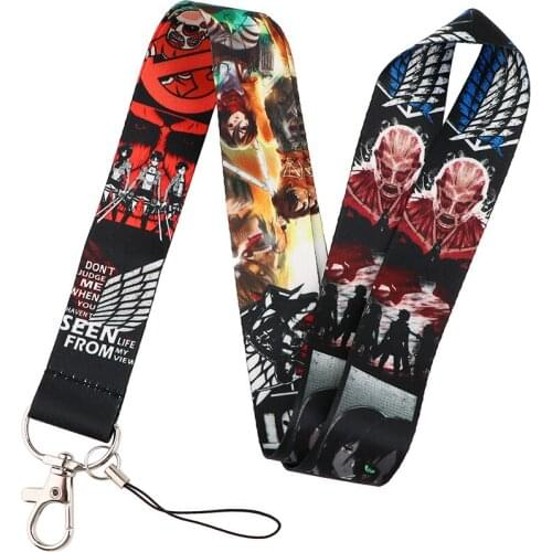 Japan Anime Attack on Titan Keychain Wings of Liberty Camera Mobile Phone Neck Lanyard Strap ID Badge Holder Accessories Cosplay