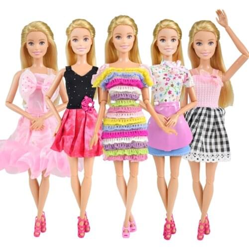 5 Pcs/Set Doll Clothes Dress Pants T-Shirt Handmade Outfit Fashion Dolls Suit Accessories for 12 Inch Doll Girl Gifts Kid Toys